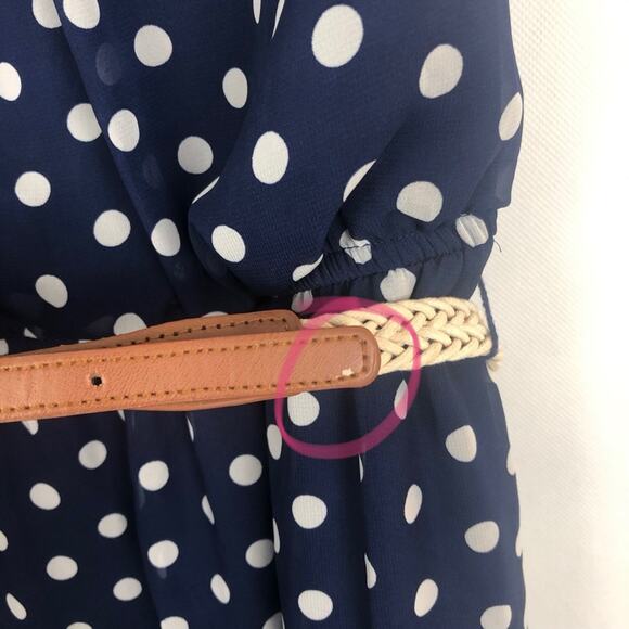 Alyx Sleeveless Polka Dot Blue A Line Dress Size 10 - Picture 6 of 12